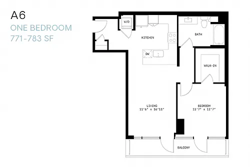 Floor plan One Bedroom A6
