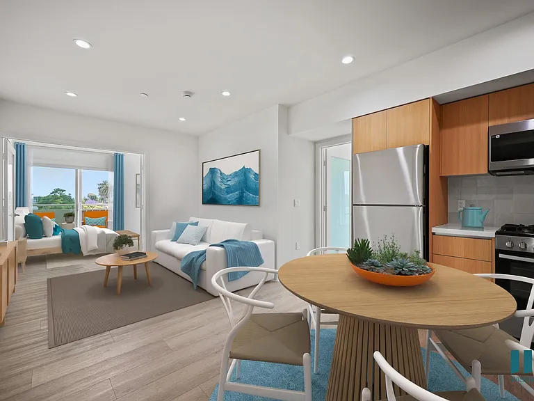 Open-Concept Kitchen with Stainless-Steel Appliances and Patio - Pacific Floor Plan