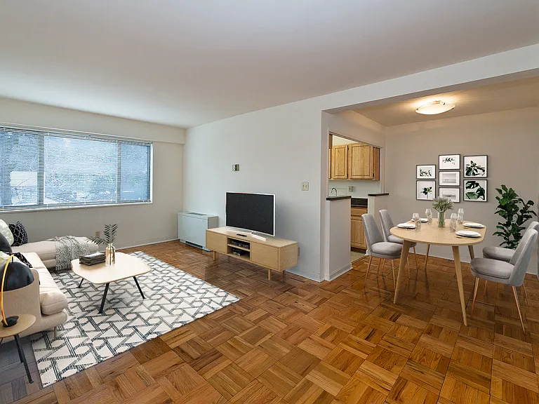 Living and dining area (virtually staged)