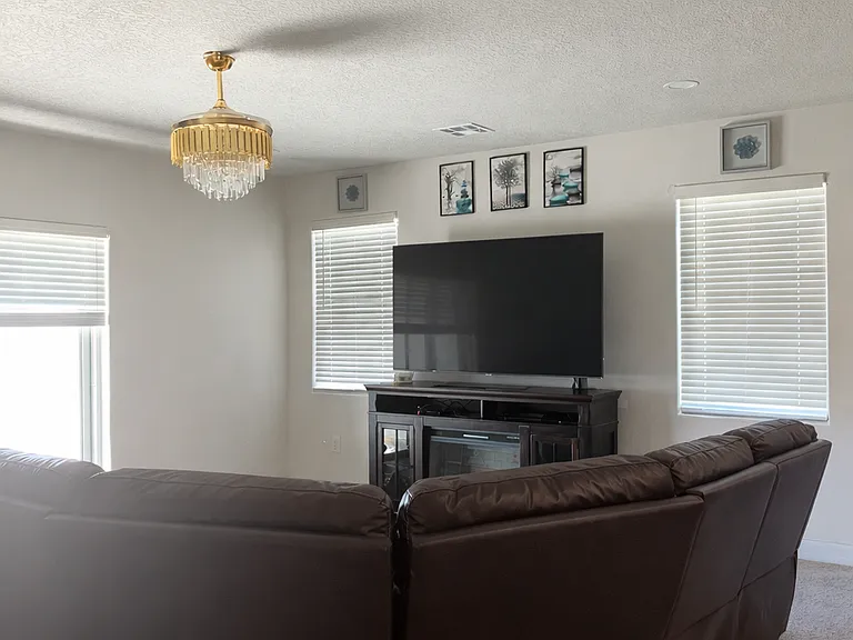 Spacious downstairs living room with abundant natural light.