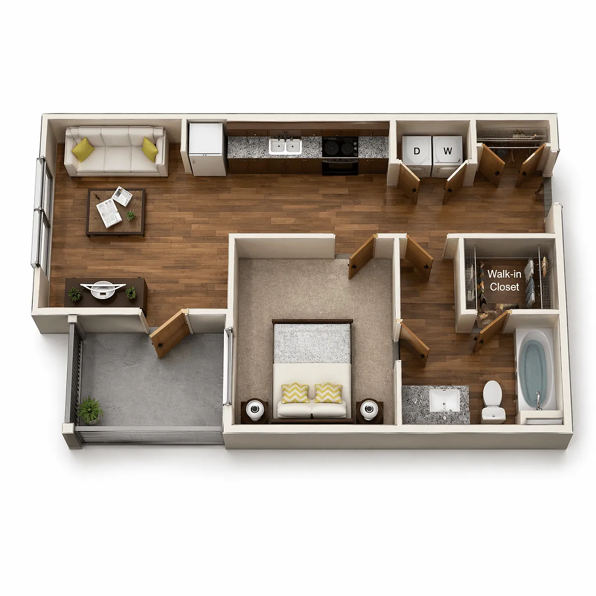 Floor plan E1 - Studio - Large Balcony