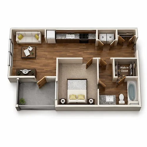 Floor plan E1 - Studio - Large Balcony