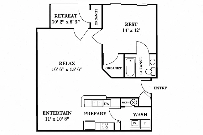 Floor plan 1 Bed 1 Bath - Renovated