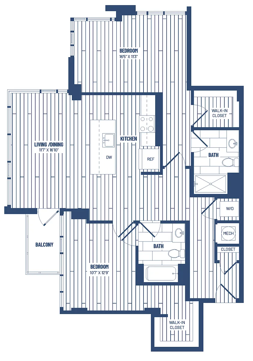 Floor plan 2 Bed/2 Bath-H2F