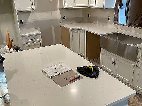 Island view- before flooring