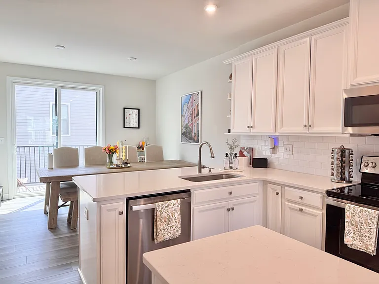 Open floor layout- kitchen and dining room