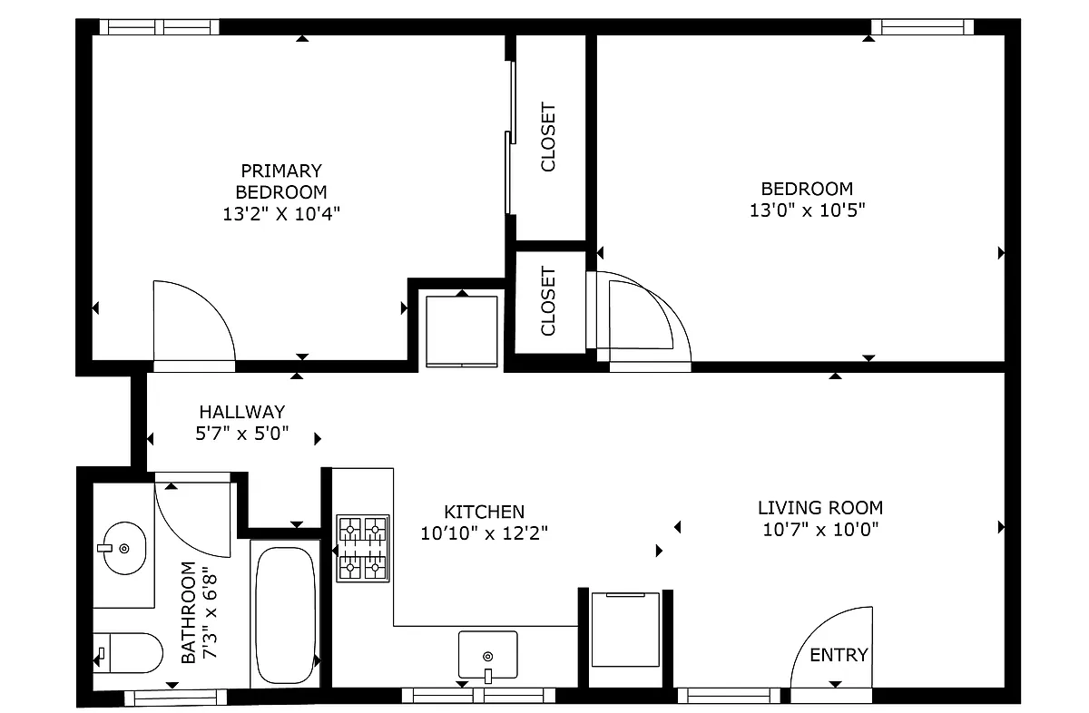 Floor plan 2 Bed 1 Bath