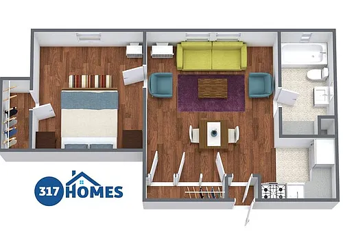 Floor plan 1 Bedroom Unit 13