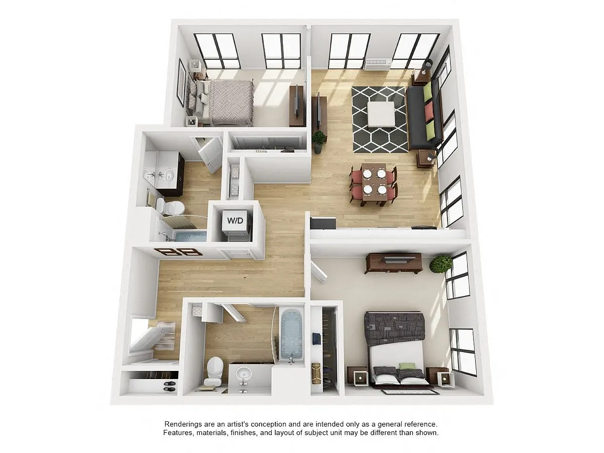 Floor plan 2 Bed 2 Bath B