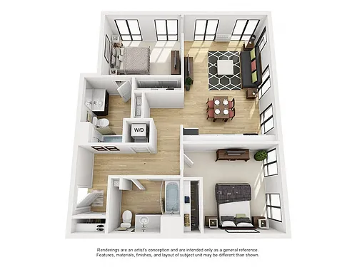 Floor plan 2 Bed 2 Bath B