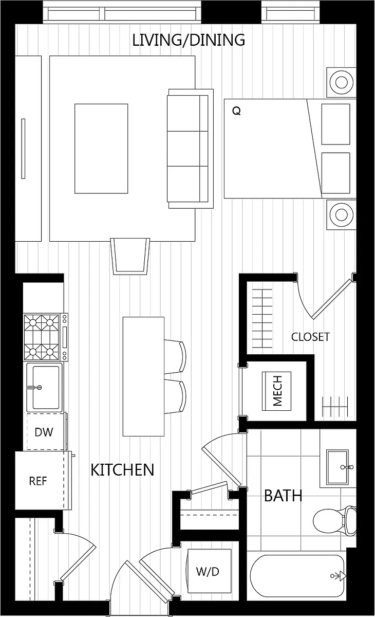 Floor plan Studio/1 Bath-A1