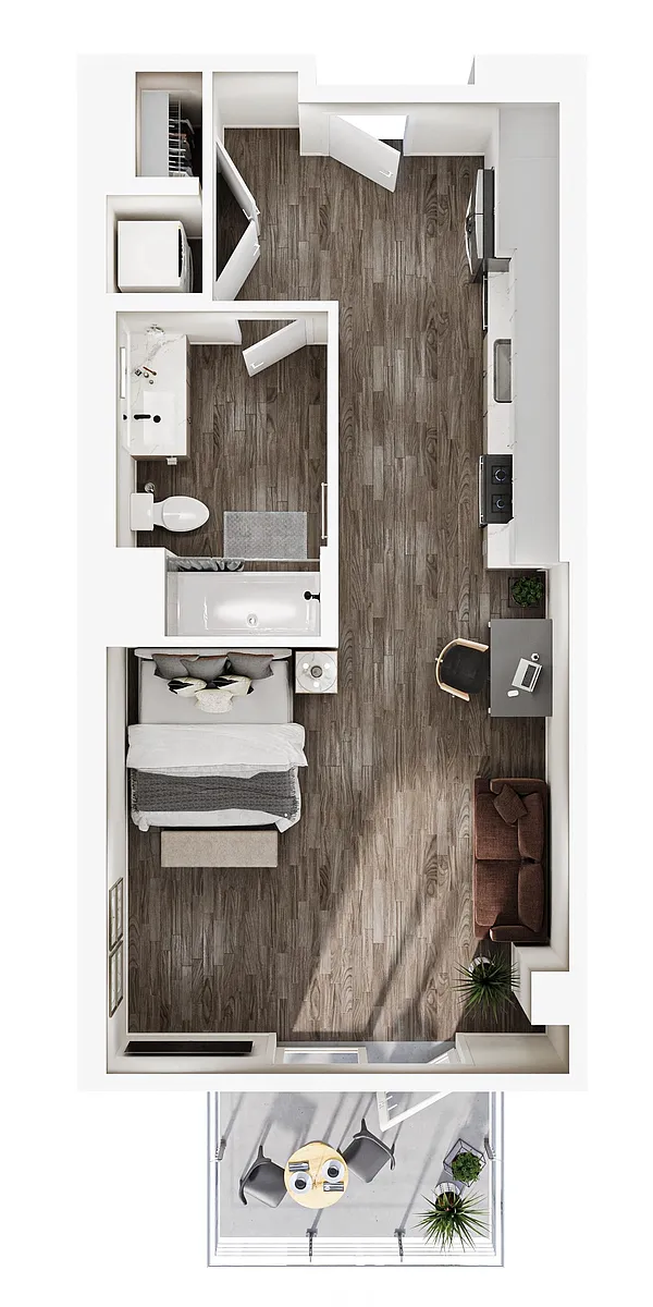 Floor plan Studio | 1 Bath | Plan S2