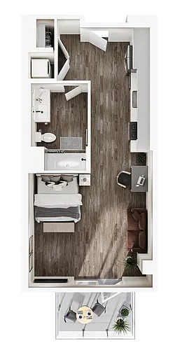 Floor plan Studio | 1 Bath | Plan S2