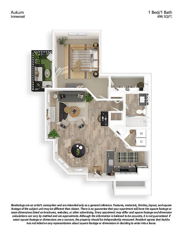 Floor plan A1 1x1 Renovated