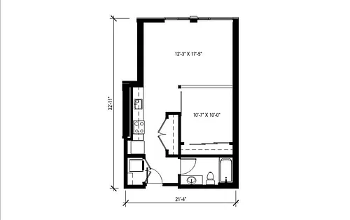 Floor plan Urban 1 Bedroom - U2
