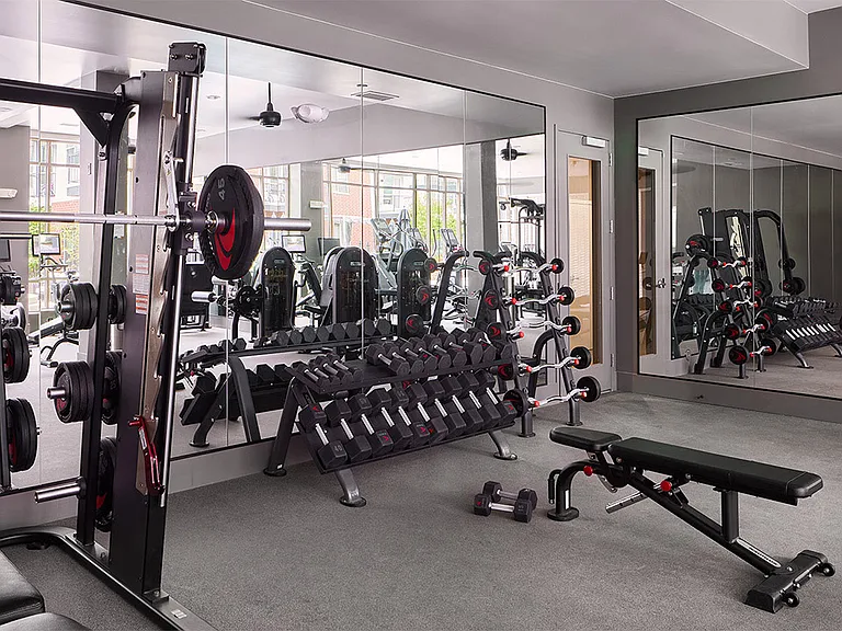 Apartment community fitness center at Griffis at Fiddler's Green in Centennial, Colorado.