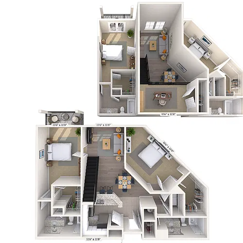Floor plan Loft 2x2 1327 SF