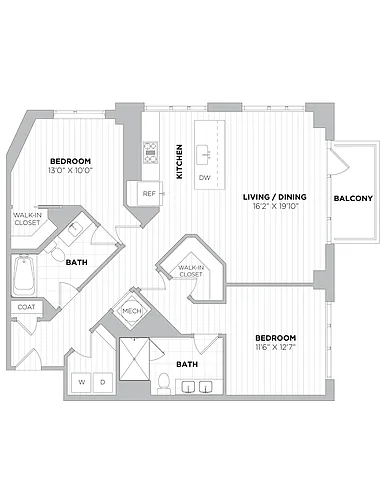 Floor plan 2 Bed/2 Bath-2B.1