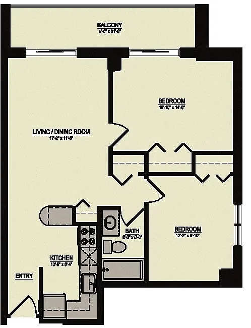 Floor plan Floor Plan 3 (2 Bed/1 Bath)