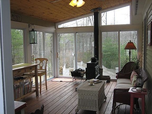 4 Season porch with wood stove