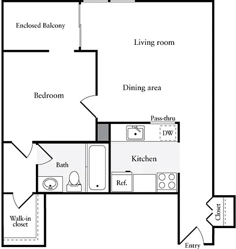 Floor plan 1 Bedroom C