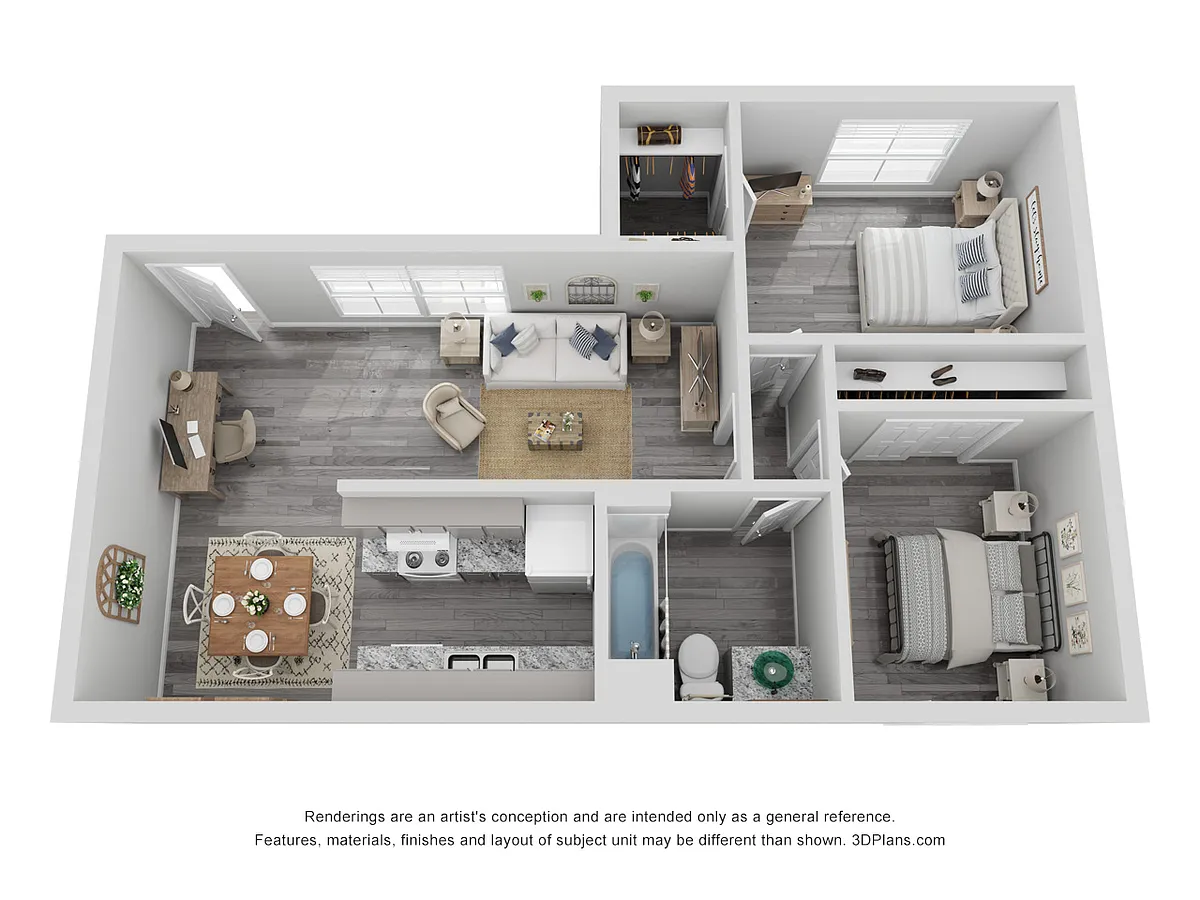 Floor plan 2x1 Renovated 810 sq ft