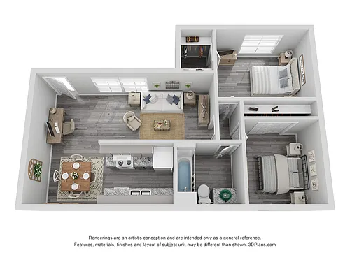 Floor plan 2x1 Renovated 810 sq ft