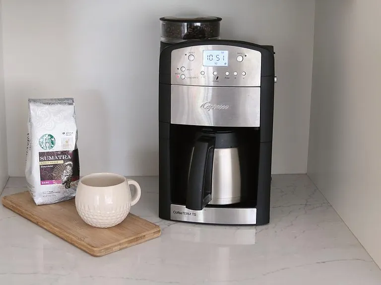 Start your day right w/ a fresh cup of coffee from our coffeemaker, great for early mornings or late-night work sessions