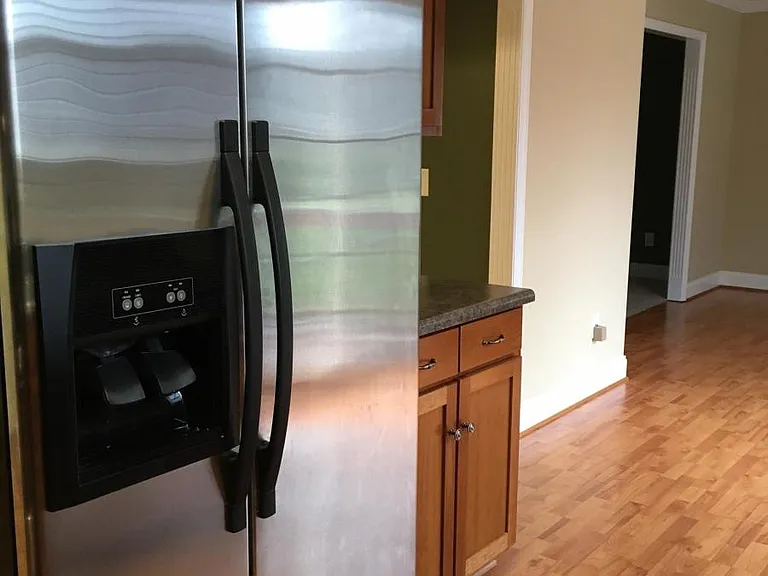 Large stainless refrigerator.