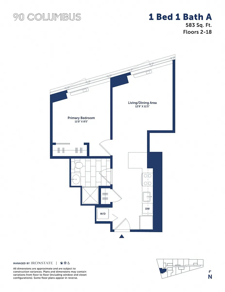 Floor plan 1 Bed 1 Bath A