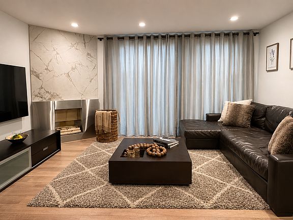 Open living area with fireplace
