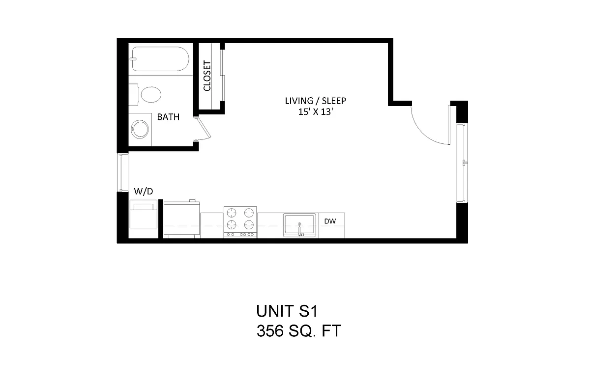 Floor plan 0 bedroom 1 bath
