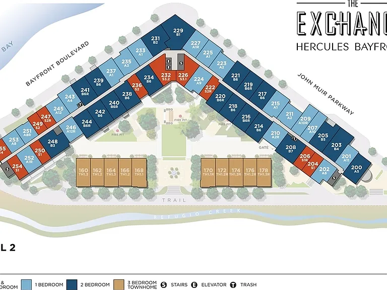 Level 2 Site Map The Exchange | Apartments in Hercules, CA | The Exchange Hercules Bayfront