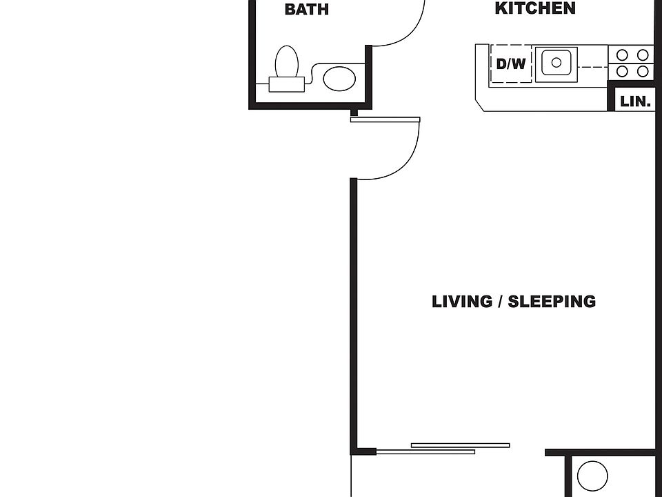 Balboa - Studio large living area as well as a large kitchen area. Bathroom is a standard 1x1 size