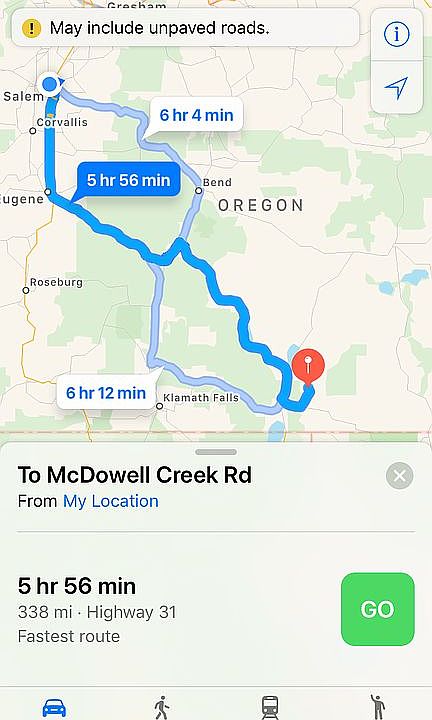 Routes from salem, or