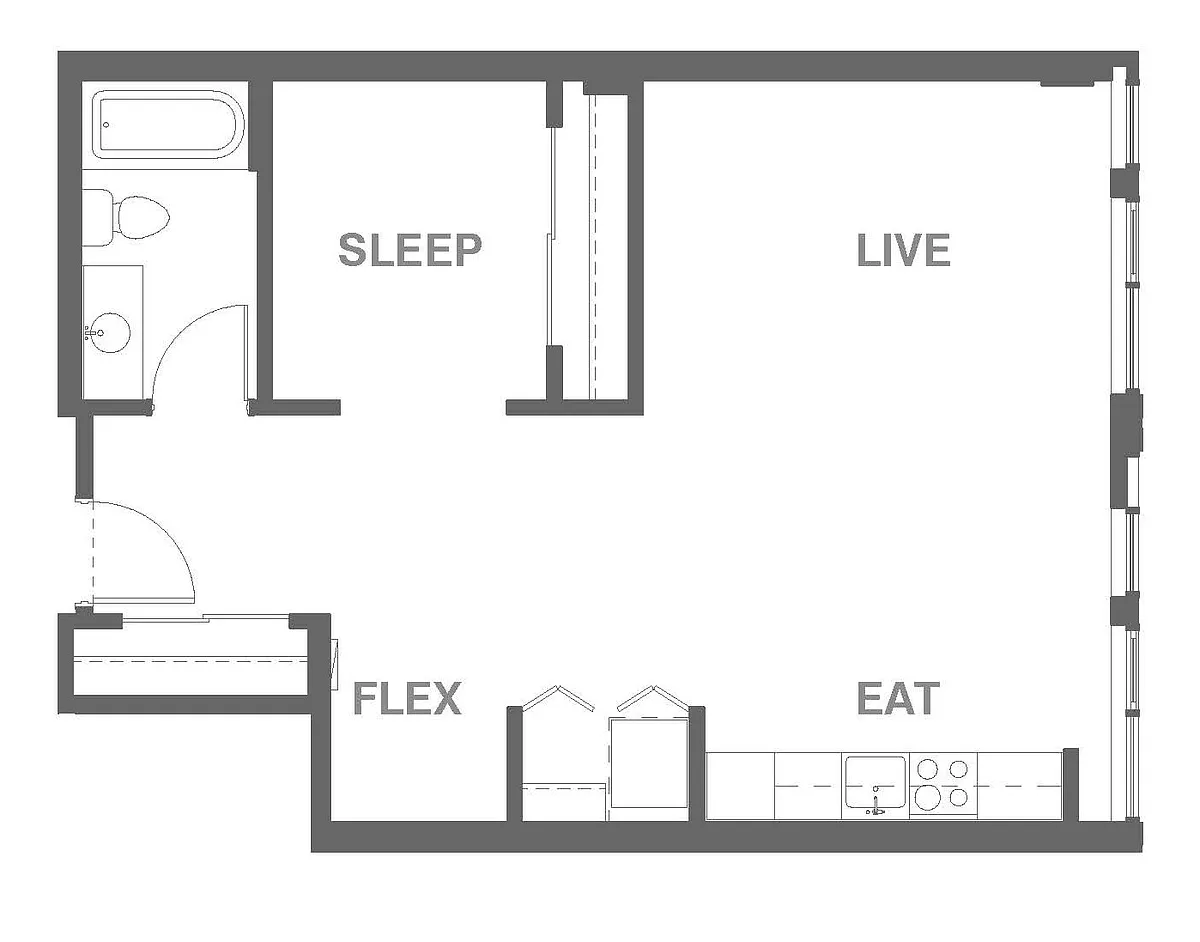 Floor plan 1x1 I Open MFTE