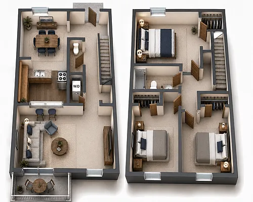 Floor plan 3 Bedroom Townhome
