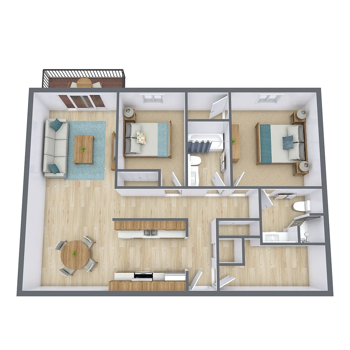 Floor plan Two Bedroom 22B