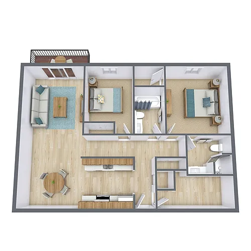 Floor plan Two Bedroom 22B