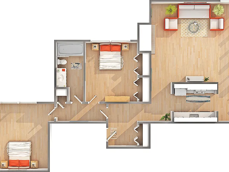 West - B5 | 2-Bedroom Floorplan West - B5 | 2-Bedroom Floorplan