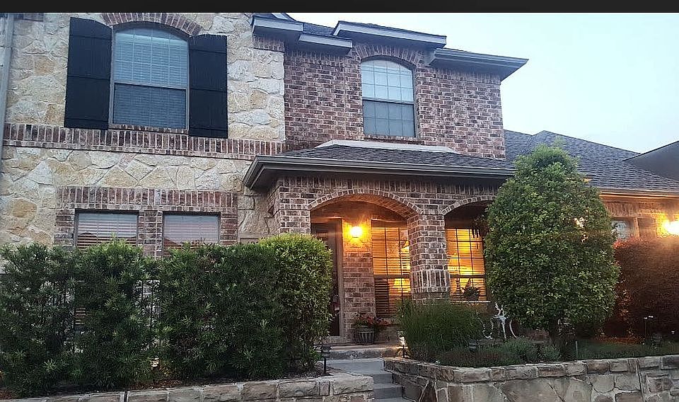 Evening view of front.