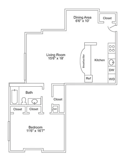 Floor plan One Bedroom Deluxe