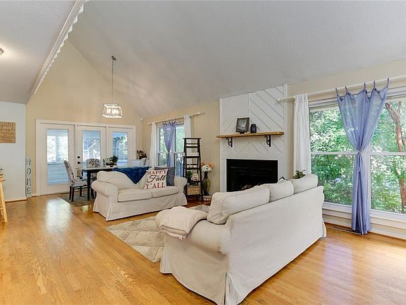 Great room with vaulted ceiling.