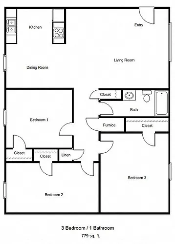 Floor plan Three Bedroom