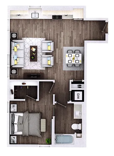 Floor plan 1BD, 1BTH B