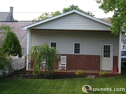 Covered garage deck facing the house