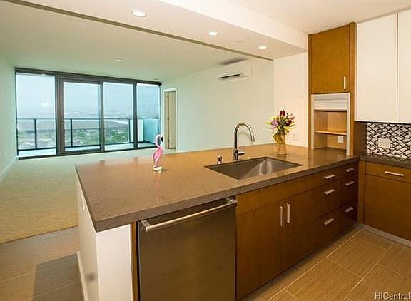 kitchen and living room