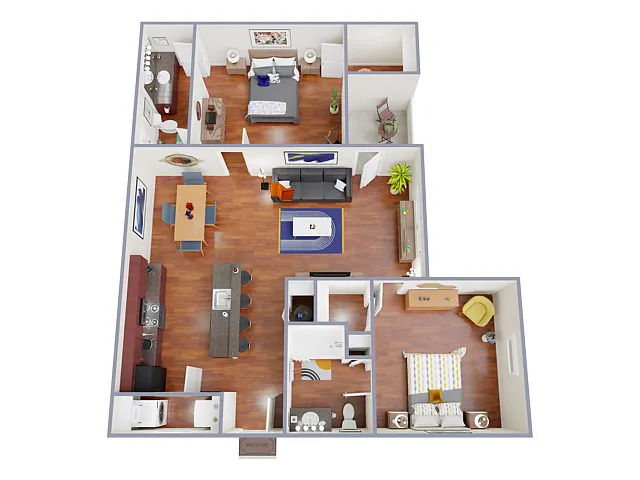 Floor plan 2 Bed, 2 Bath B