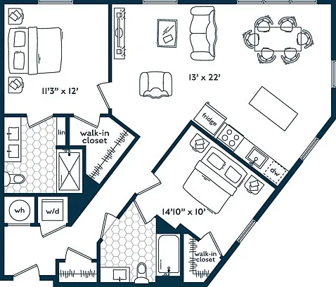 Two Bedroom Two Bath (1090 SF) Two Bedroom Two Bath (1090 SF)