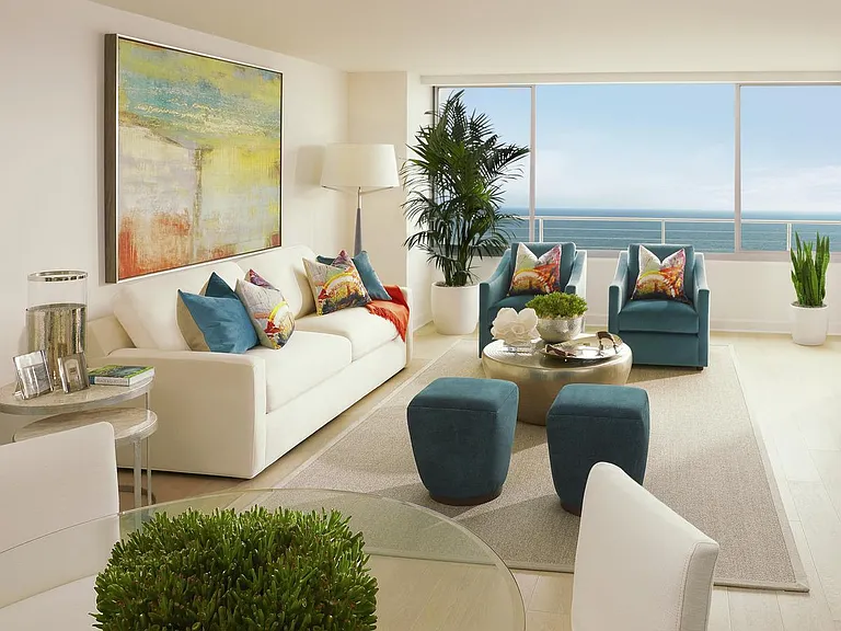 Sweeping ocean views from all apartments. Model Unit floor plan A - 1,809 SF